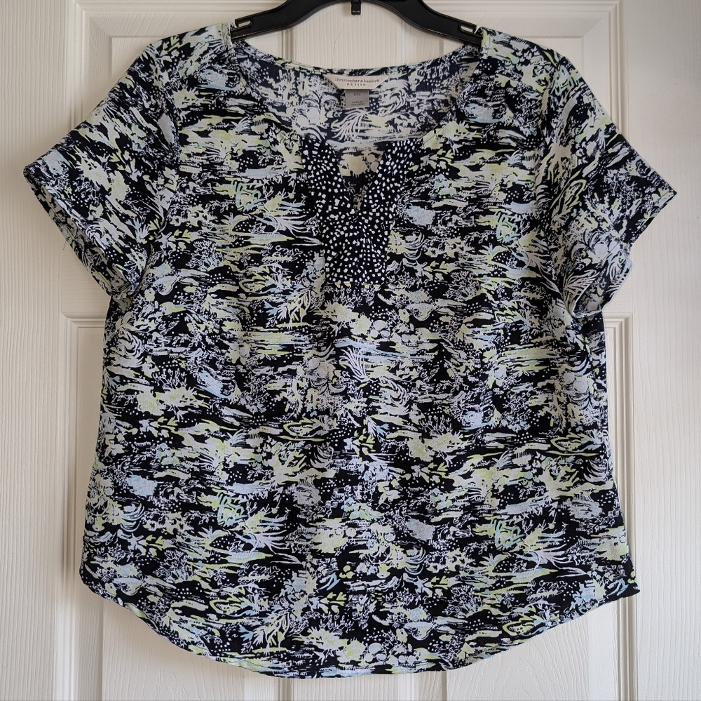Christopher & Banks Colorful V-neck Blouse Size P/M